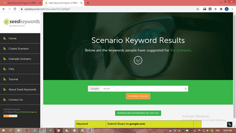 scenario keyword results